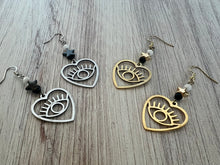 Load image into Gallery viewer, Starry Eye Heart Earrings