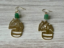Load image into Gallery viewer, Green Aventurine Alocasia Earrings

