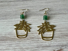 Load image into Gallery viewer, Green Aventurine Philodendron Earrrings
