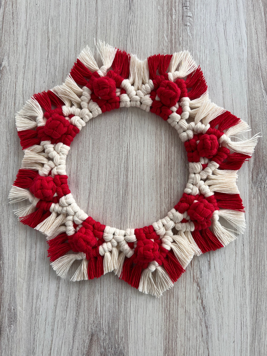 Candy cane Snowflake Mandala Macrame Wall Hanging
