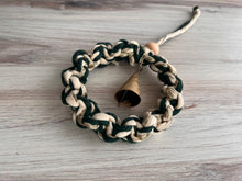 Load image into Gallery viewer, Mini Macrame Green and Gold Wreath with Brass Bell
