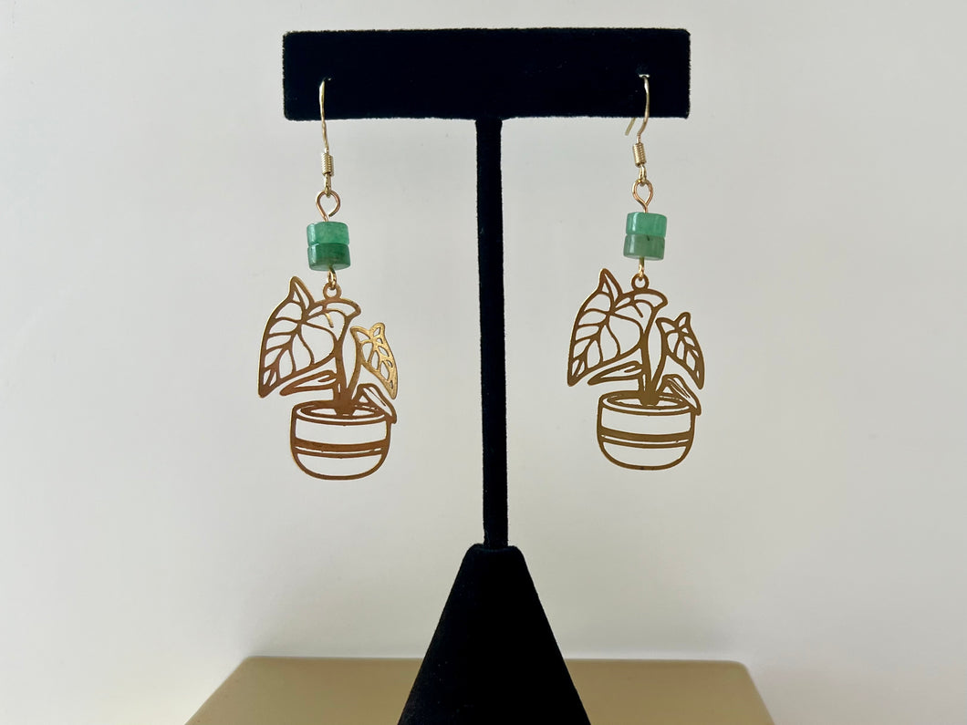 Green Aventurine Alocasia Earrings