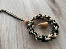 Load image into Gallery viewer, Mini Macrame Green and Gold Wreath with Brass Bell
