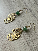 Load image into Gallery viewer, Green Aventurine Alocasia Earrings
