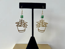 Load image into Gallery viewer, Green Aventurine Philodendron Earrrings
