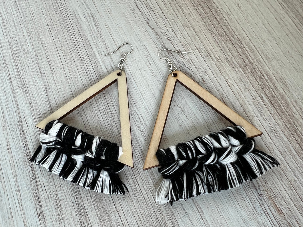 Macramé Triangle Fringe Earrings
